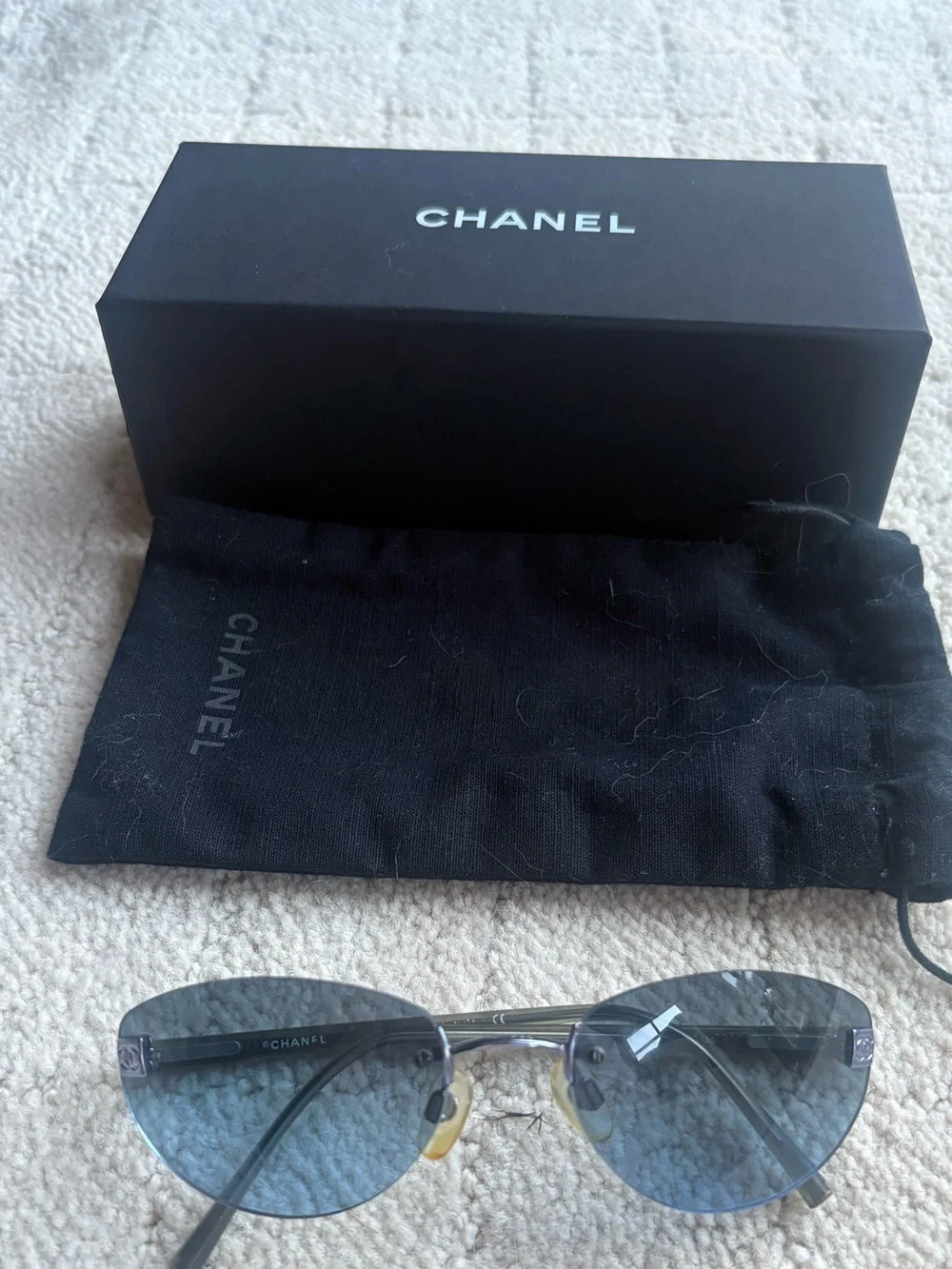 CHANEL Men’s Round Sunglasses - Black Frame with Blue Lenses